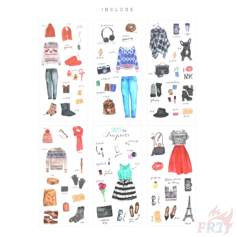 ❉ Fashion Model Clothes Stickers ❉ 6Sheet/set Colorful DIY Diary Scrapbooking Decals Stickers