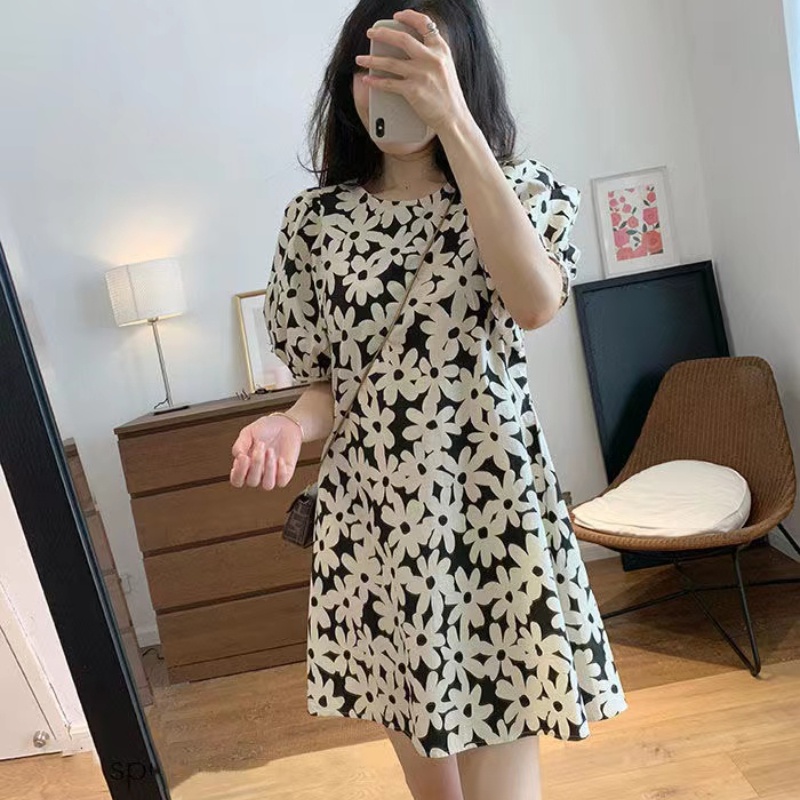 Đầm hoa PERTY tay phồng ngắn thiết kế mới thời trang mùa hè theo phong cách Hàn Quốc cho nữ