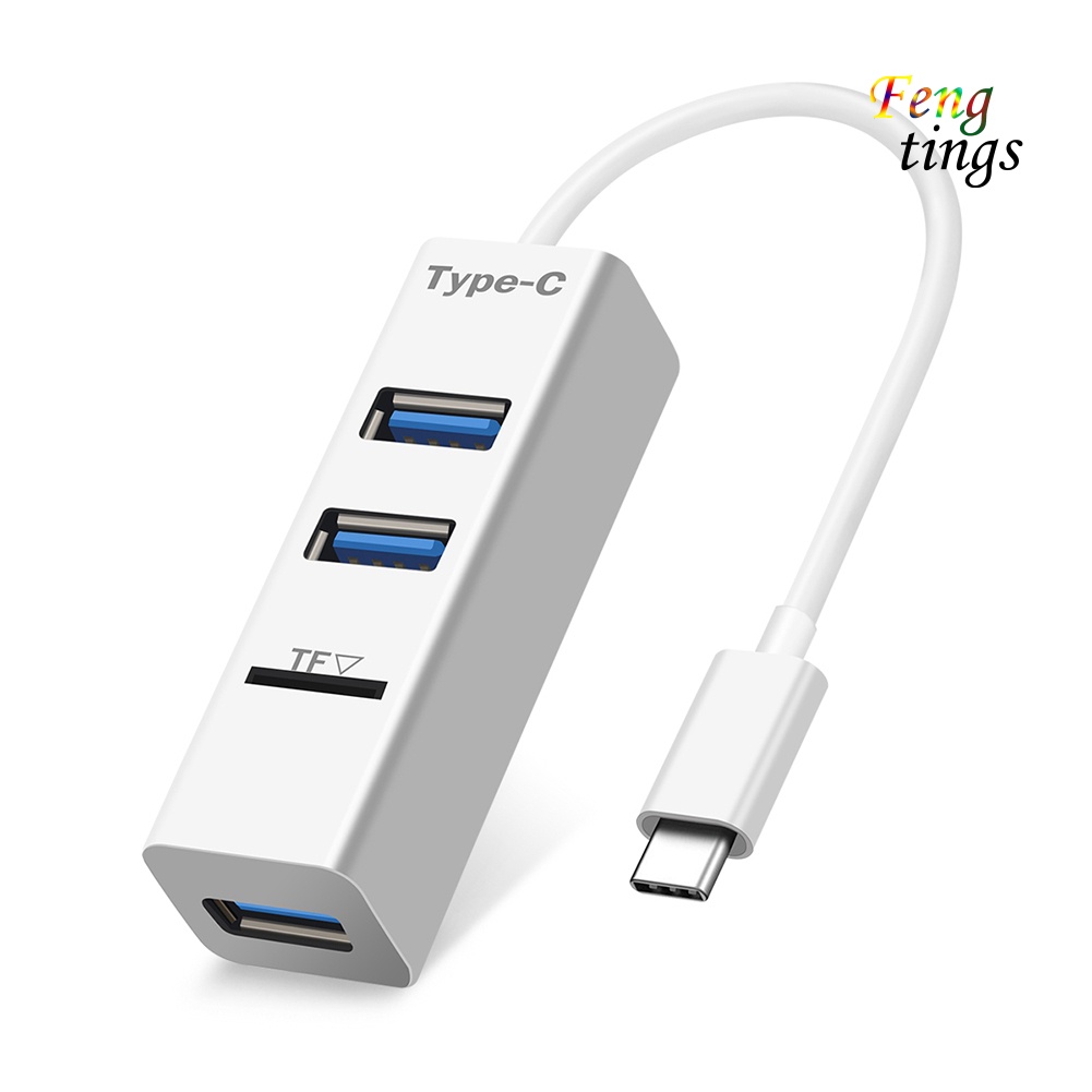 【FT】Portable 3 Ports USB 2.0 Hub Splitter Adapter with TF Card Reader for PC Laptop