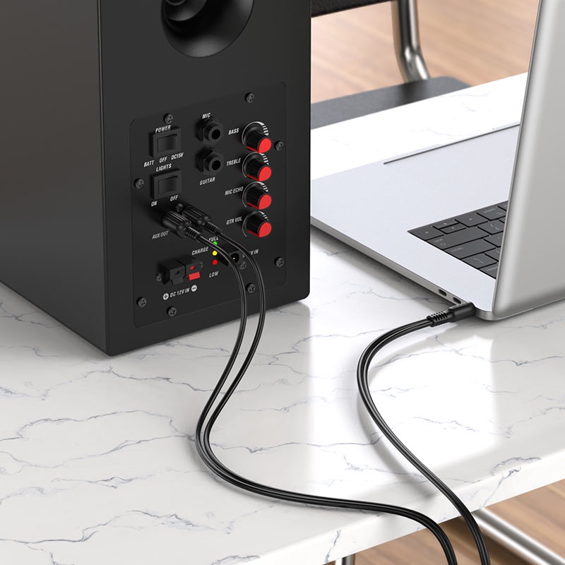 Cáp jack chuyển AV Borofone BL11 AUX âm thanh jack 3.5 chia đôi  RCA hoa sen