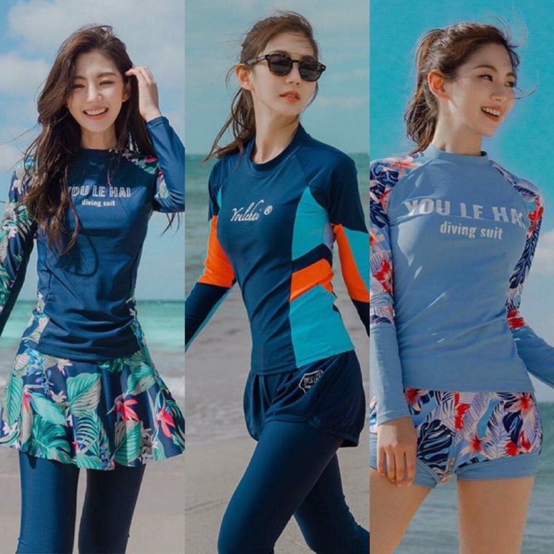Đồ Bơi Nữ, Bikini Nữ Đồ Bơi Hai Mảnh Dài Tay Chống Nắng Kín Đáo