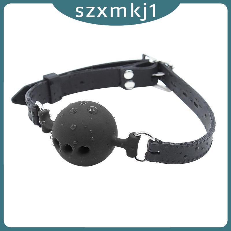 Open Breathable Leather Paly Buckle Belt Silicon Mouth Gag for Women