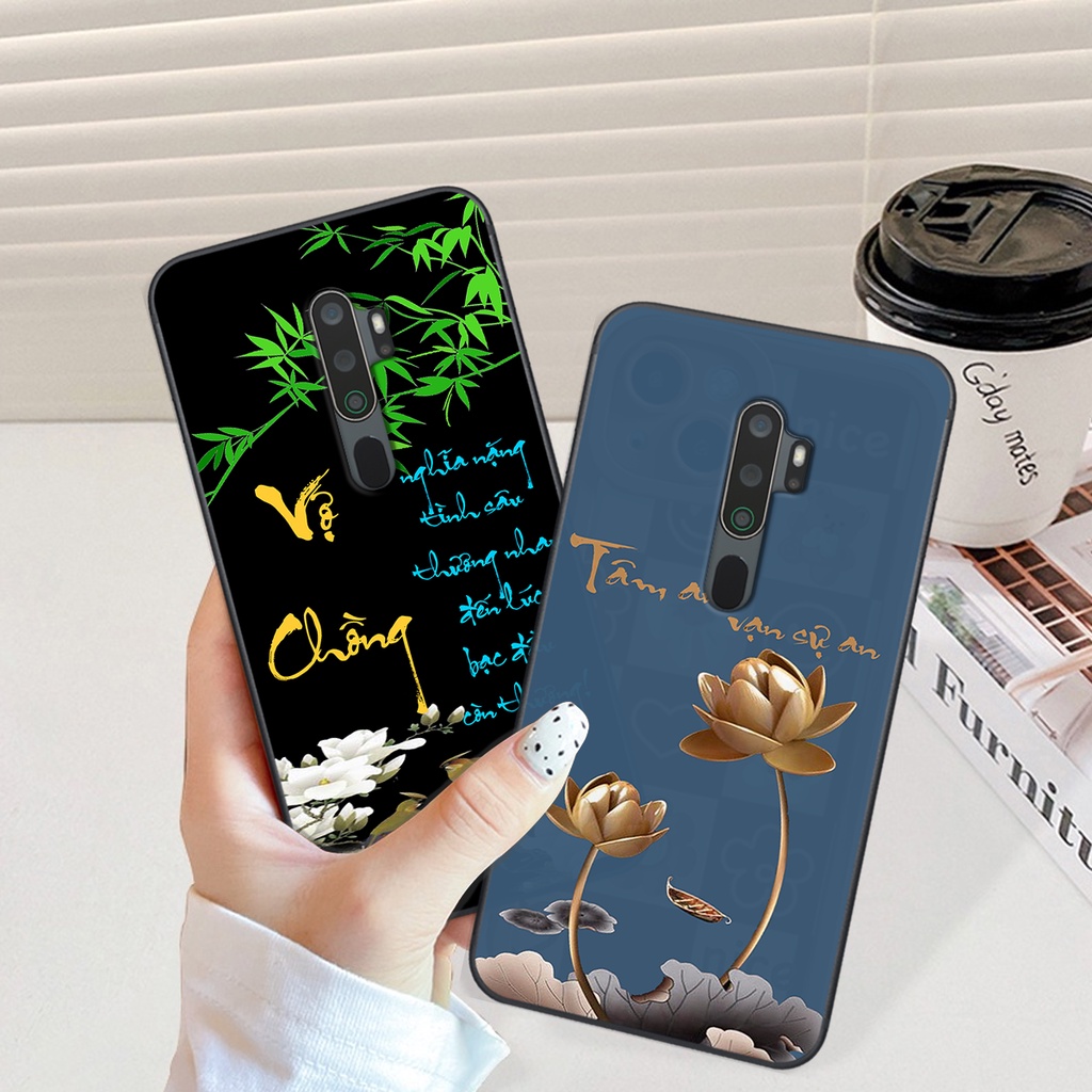 Ốp lưng Oppo A5 2020 / A9 2020 phiên bản cha mẹ - vợ chồng- chữ thư pháp Tâm, nhẫn, phúc lộc thọ cực đẹp và ý nghĩa