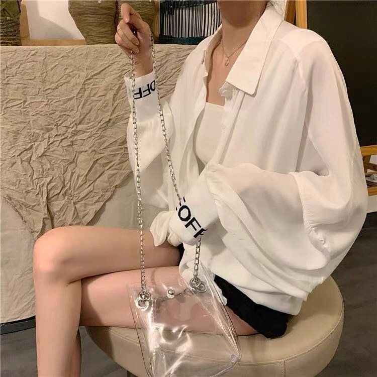 Áo Sơ Mi Trắng Dài Tay 164120 Áo Sơ Mi Tay Cánh Dơi Dáng Rộng Thời Trang Trẻ Trung