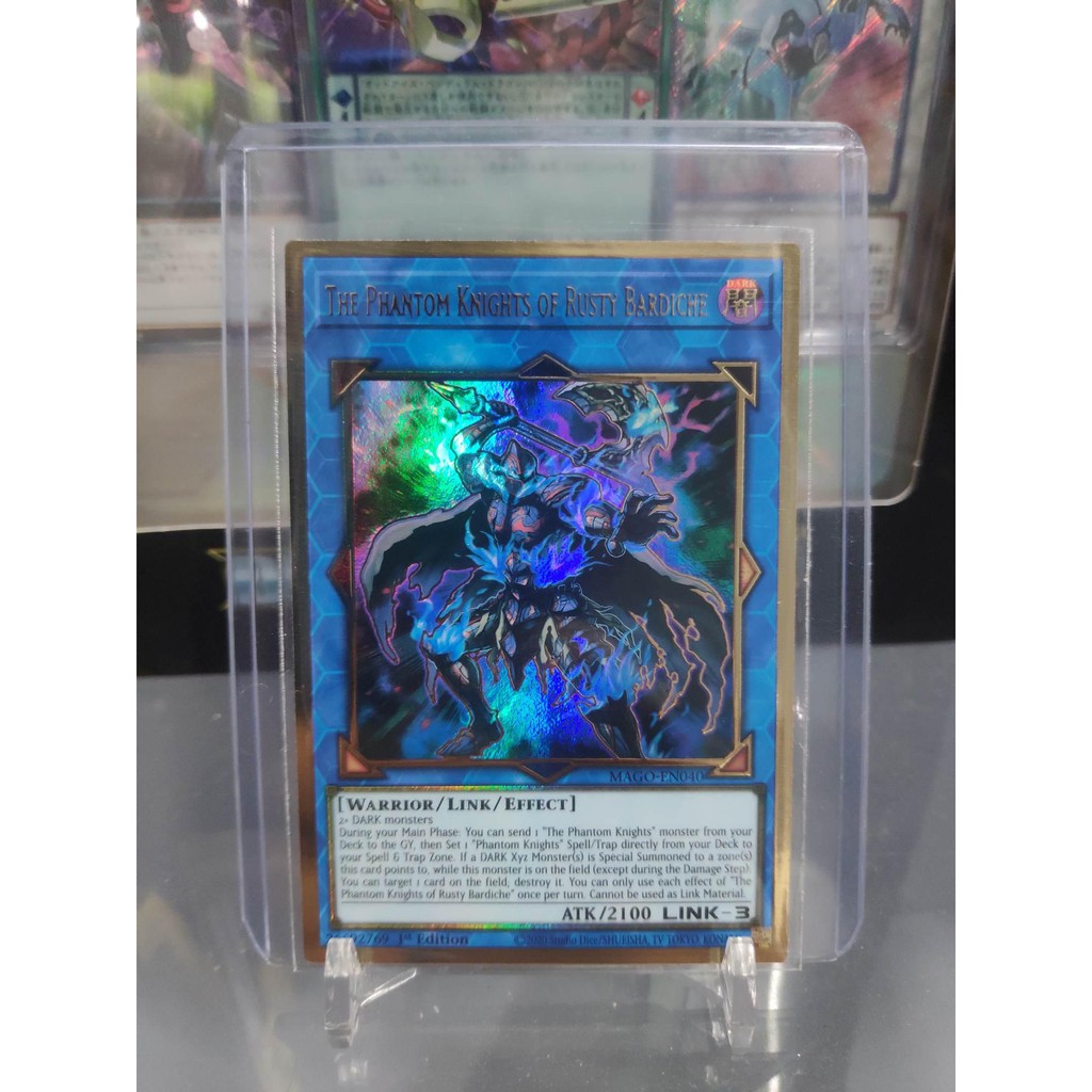 [ Dưa Hấu Yugioh ] Lá bài thẻ bài The Phantom Knights of Rusty Bardiche - Premium Gold Rare - Tặng bọc bài nhựa bảo quản