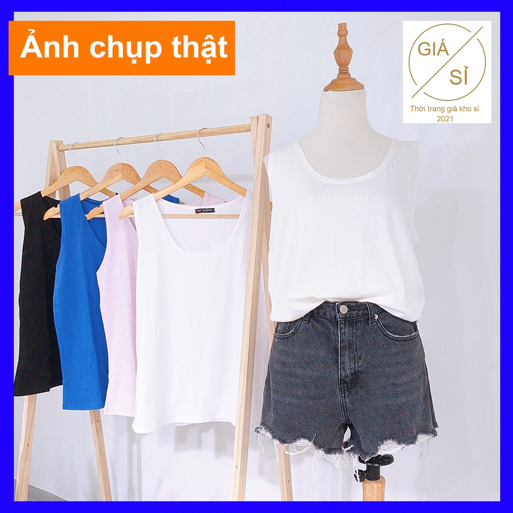 Áo ba lỗ nữ form rộng trơn áo 3 lỗ nữ trơn thun cotton 2 size