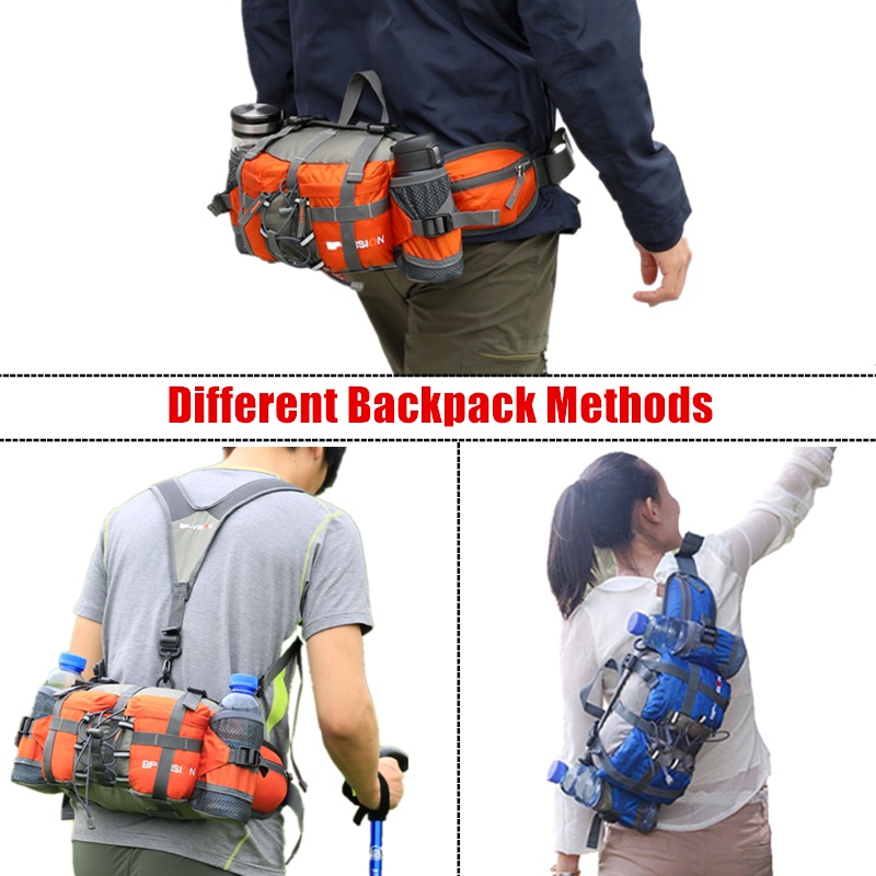 Balo thể thao bằng nylon chống thấm nước có dây đeo dài để đi bộ đường dài