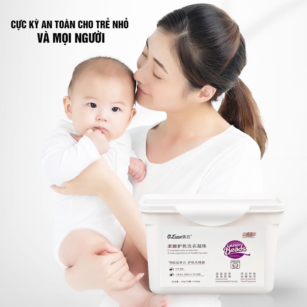 Viên Giặt Xả Quần Áo Đồ Vải 3 In 1 Minh House, Làm Mềm, Chất Lưu Hương Dạng Túi Gel