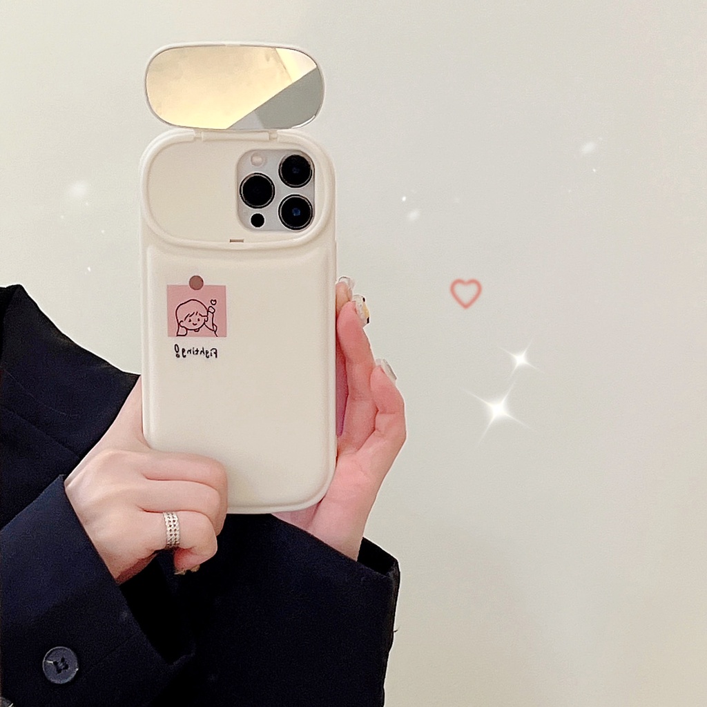 Ốp Điện Thoại Mềm Họa Tiết Hoạt Hình Tráng Gương Trang Điểm Chống Rơi Cho iPhone 14 14pro max 13 12PRO max 11pro max