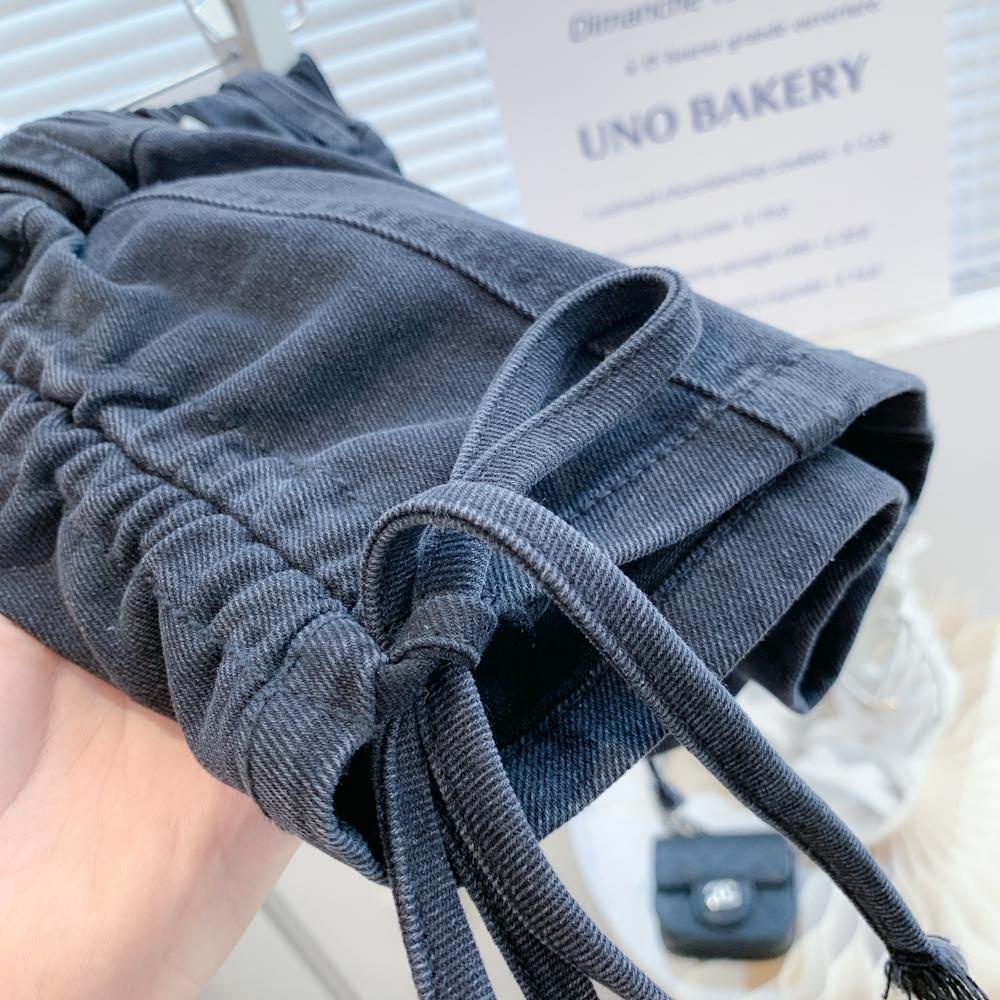 Quần Short Denim Dây Rút Co Giãn Phong Cách Hàn Quốc Thời Trang Mùa Hè Cho Bé Gái 5 Tuổi