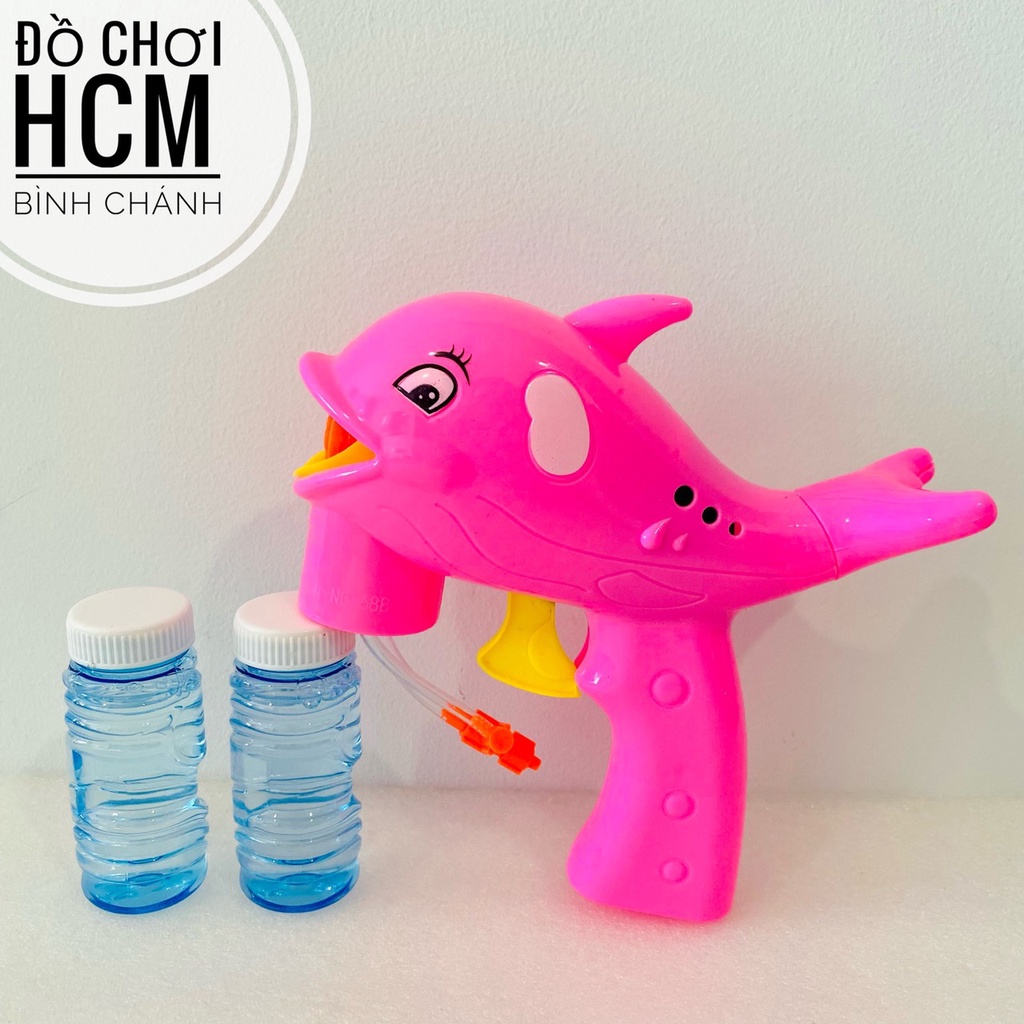 Đồ chơi trẻ em súng bắn bong bóng xà phòng hình cá heo dễ thương phun xà bông dành cho bé gái, bé trai