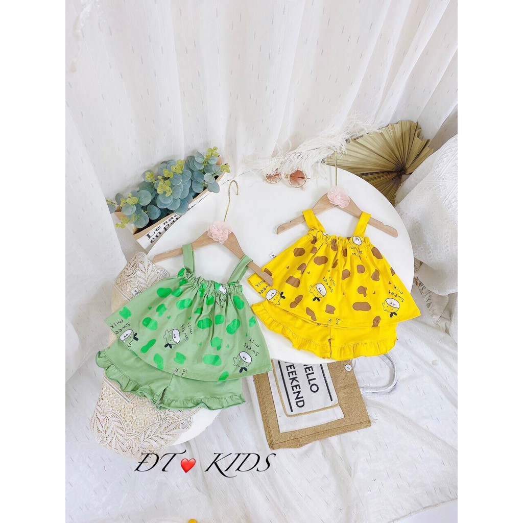 Bộ 2 dây bò sữa siêu cute  quai bèo điệu đà cho cho bé gái 8-18kg