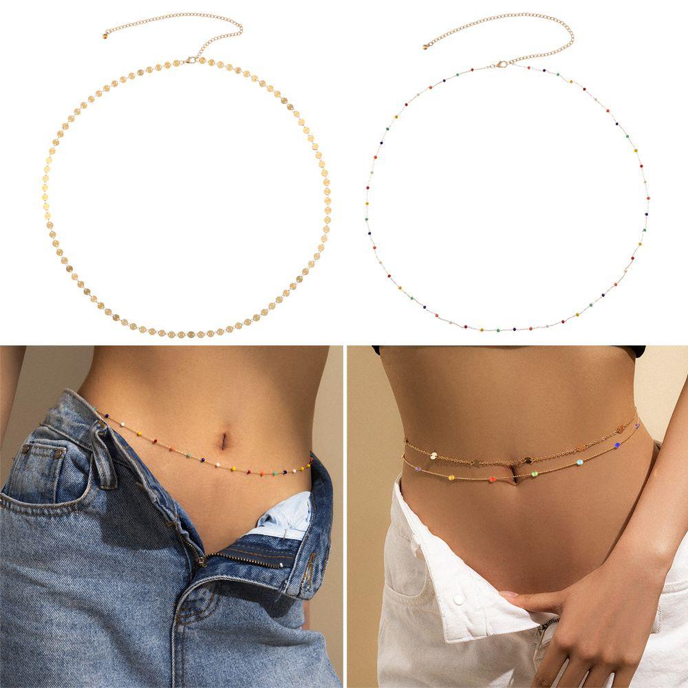 ✣HS✣ Vintage Waist Chain Women Sexy  Belt Aesthetic Belly Chain Streetwear Fashion Summer Jewelry Body Chain Thin Beads Link
