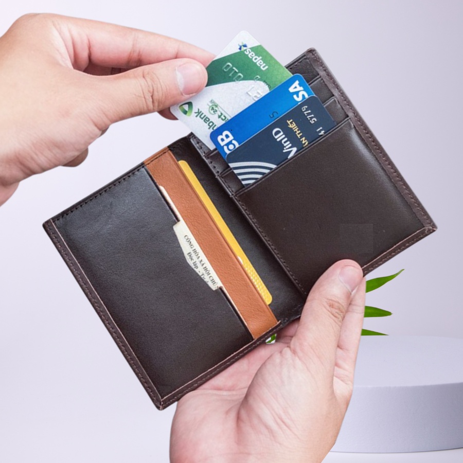 Ví Nam Da Thật Mini Đẹp Kiểu Ngang Đứng Đắng | Bóp Da Bò Đựng Tiền Thẻ - DTR - Thuyenkhazxf