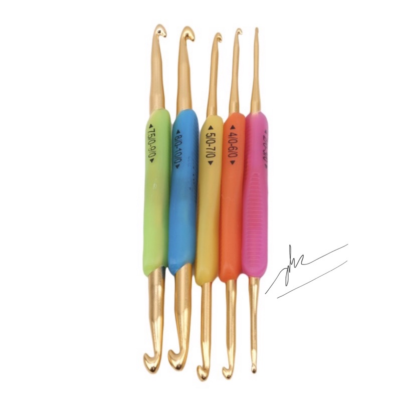 Bộ 5 cây kim móc len 2 đầu ( mô phỏng kim Hamanaka )