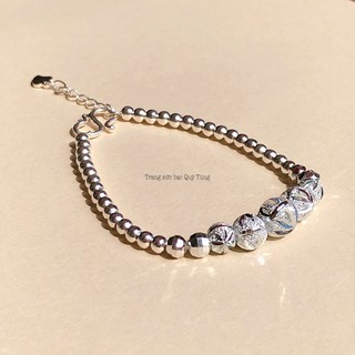 Lắc tay bạc đôi bi phay bạc ta 100% cho mẹ và bé