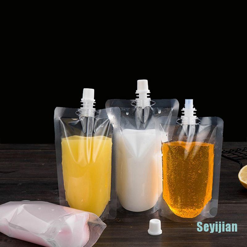 1 Túi Đựng Đồ Uống Bằng Nhựa Trong Suốt Có Giác Hút Dung Tích 800ml