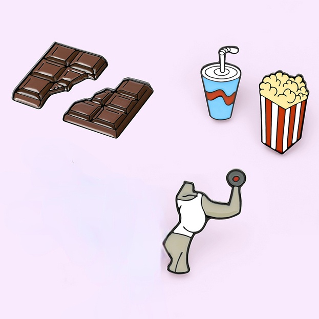 Ghim Cài Áo Hình Quả Tạ Bằng Kim Loại Tráng Men Độc Đáo