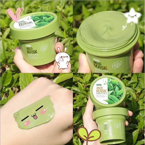 Mặt nạ bùn đất sét trà xanh giảm mụn làm sạch lỗ chân lông sáng da Fenyi 100g