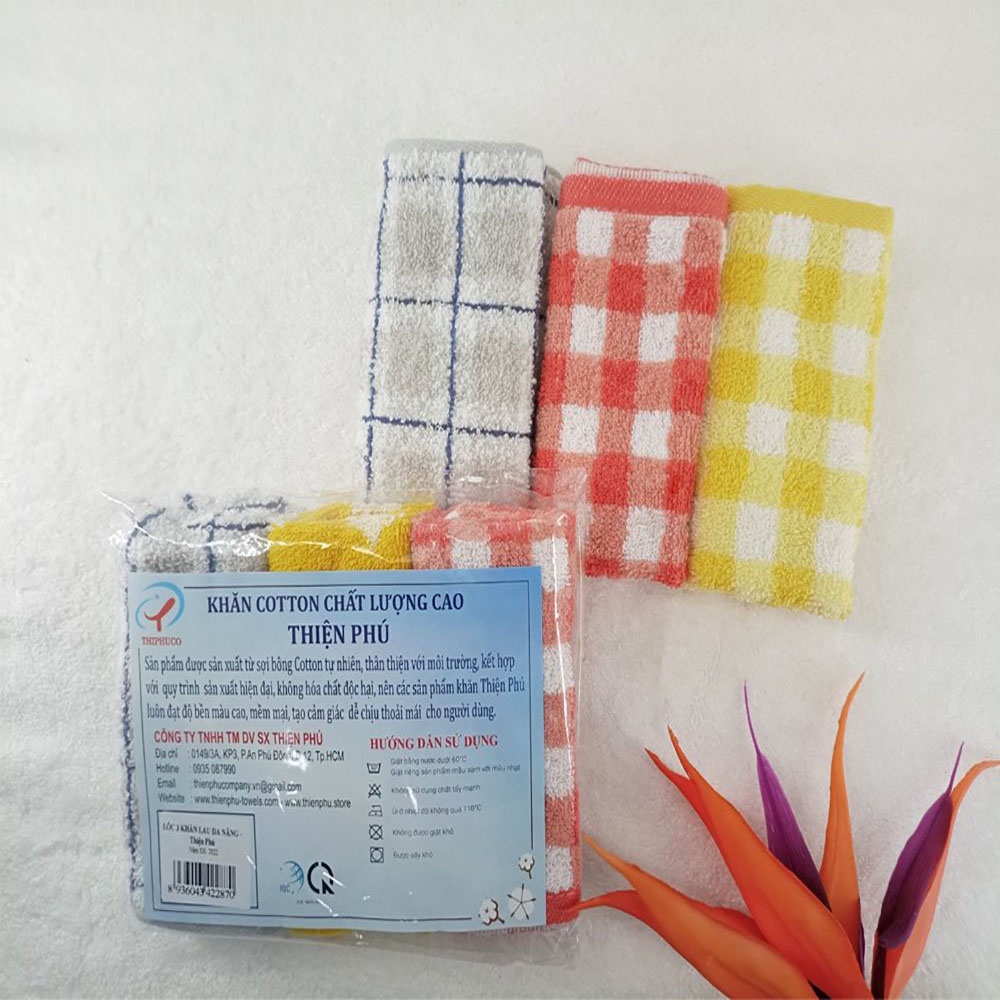 Khăn Tay Cotton Cao Câp Cho Bé Thiện Phú 25*25cm, Khăn Đa Năng BABI Bông Sợi Tự Nhiên Thấm Nước