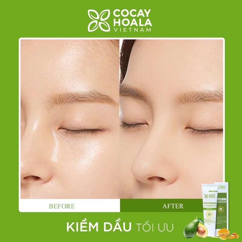 [Mẫu mới] Kem chống nắng Nghệ Bơ Cocayhoala-kiềm dầu, chống thấm nước, nâng tông da SPF50+ PA+++ 30ml