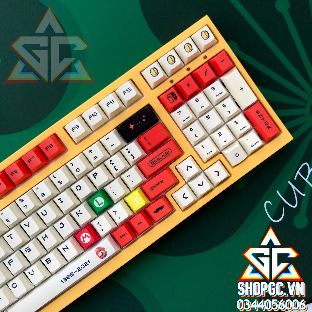 Keycap CHERRY  MARIO ĐỎ 120 nút Nhựa PBT ( E-DRA, AKKO, KEYCHORN, KEYCOOL, IKBC, LEOPOLD, NJ68,...)