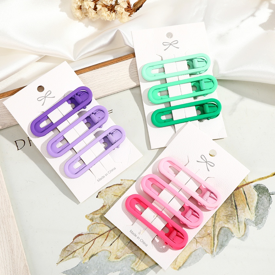 Set 3 kẹp tóc màu trơn thời trang cho nữ