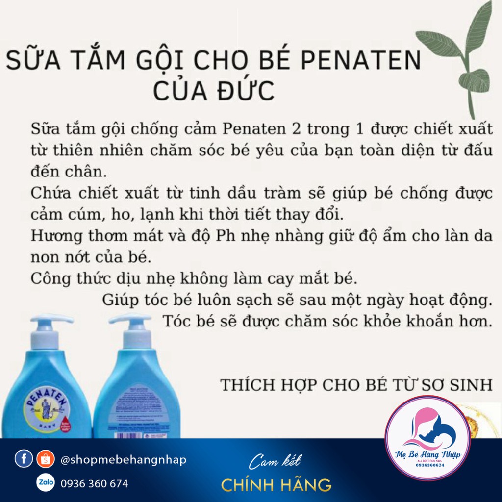 Sữa tắm gội chống cảm cúm Penaten Đức 400ml