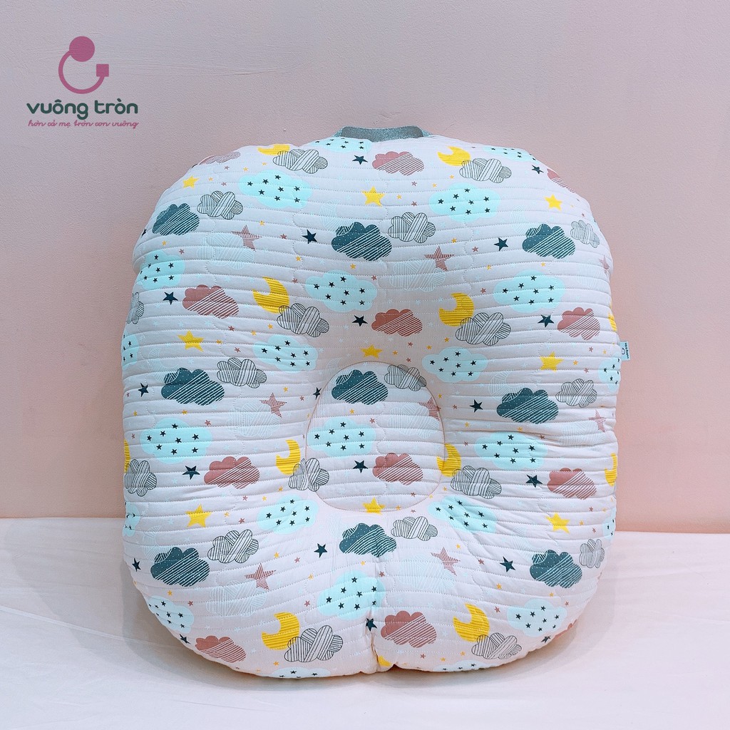 Vỏ gối chống trào ngược cao cấp Vuông Tròn cotton Hàn chần bông, bao áo gối đẹp an toàn cho bé (chỉ vỏ gối, không ruột)