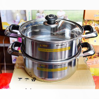 Bộ nồi xửng hấp cao cấp 3 đáy Goldsun size 24cm