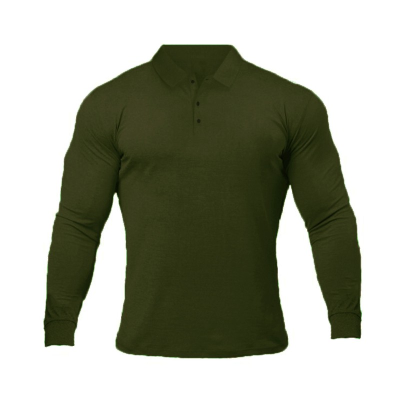 Mens Plain PoLo Long Sleeved Tshirts 5 Colors 4 Size Cotton Causal Slim Fitness Solid Polos