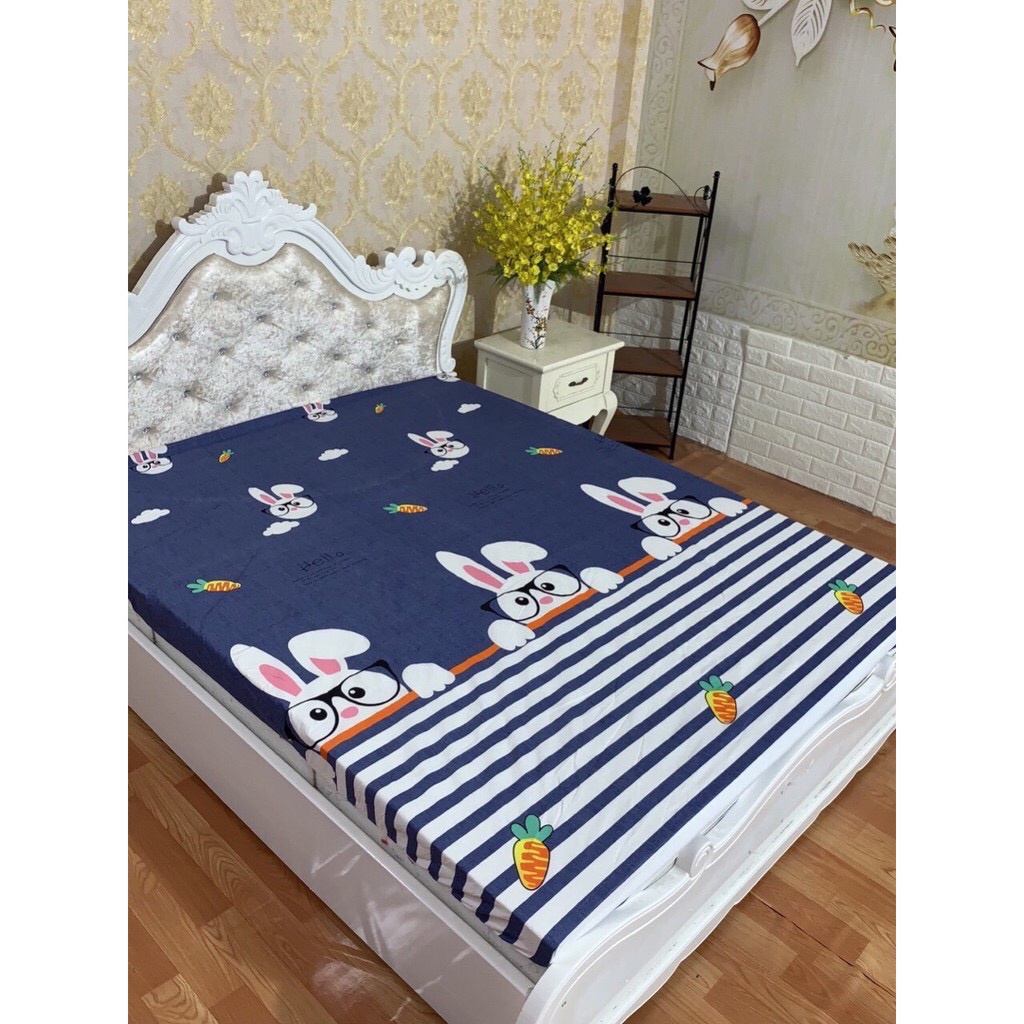 (không có vỏ gối) Tấm ga bọc nệm poly cotton 1m2 1m6 1m8 2m2 - chát chọn mẫu