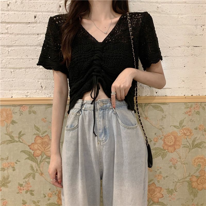 Áo Sweater Cổ Tim Thời Trang Hè Xinh Xắn Cho Nữ