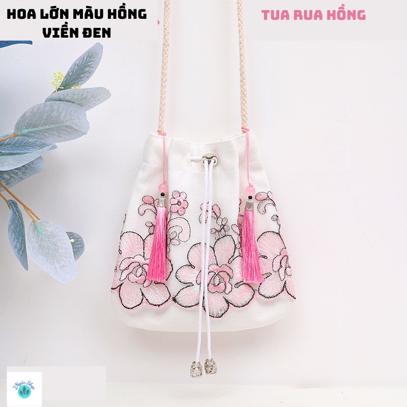 Túi Canvas Đeo Chéo Thêu Hoa Thời Trang Cao Cấp 2022 2 Ngân shop -2N012