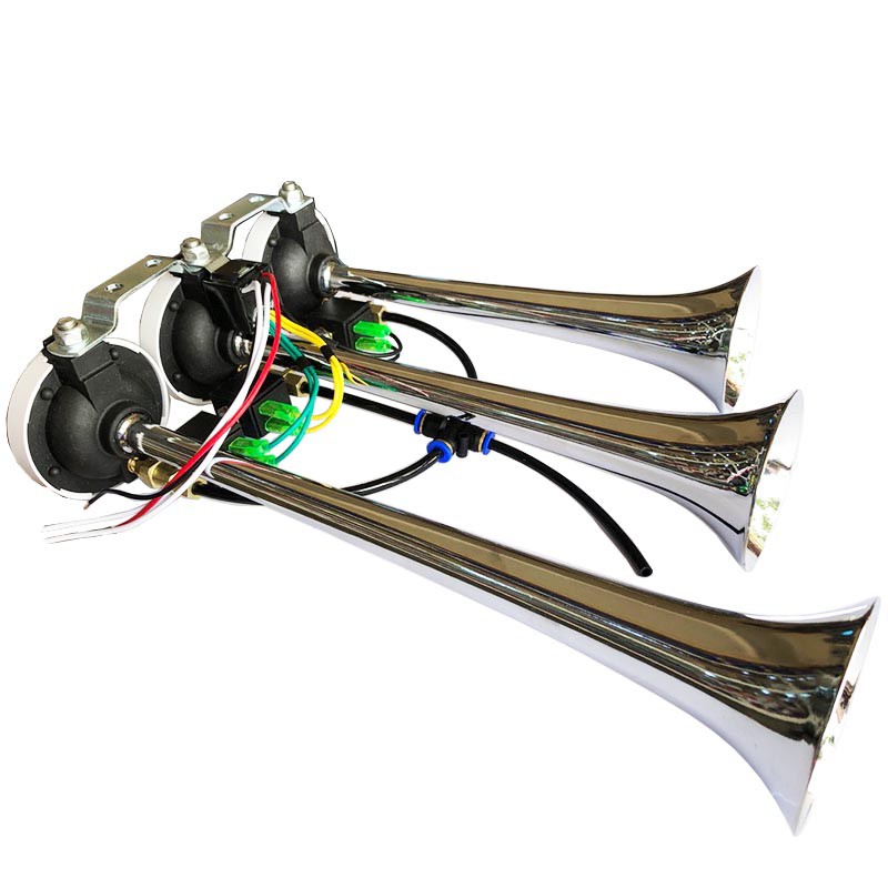 Còi hơi ngân 3 loa cao cấp 24v Cho xe có bình hơi - đầu kéo - xe tải
