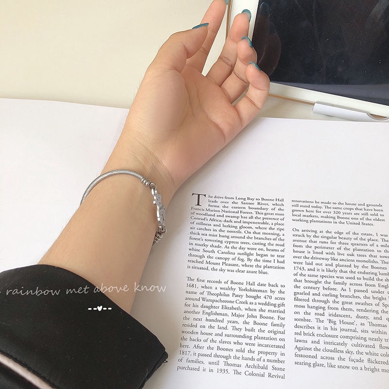 Vòng Đeo Tay Kim Loại Thiết Kế Đơn Giản Hình Chú Gấu