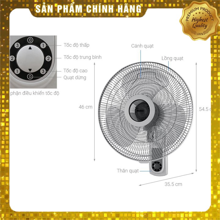 [HÀNG CHÍNH HÃNG] Quạt Treo Tường Midea FW40-6H (55W) - Hàng chính hãng