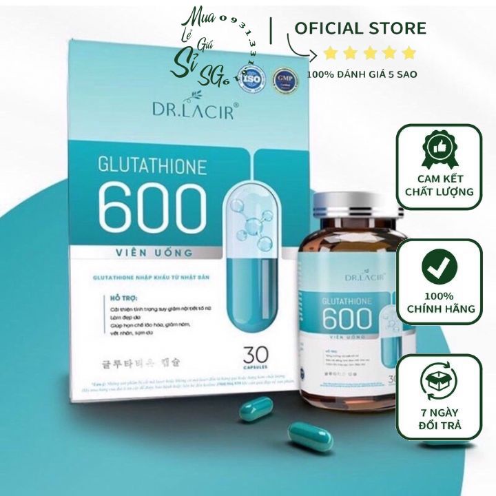 🔥CHÍNH HÃNG🔥Viên Uống Trắng Da DR.LAICR GLUTATHIONE 600mg - Viên Uống Hỗ Trợ Trắng Da Ngừa Nám Giảm Nếp Nhăn