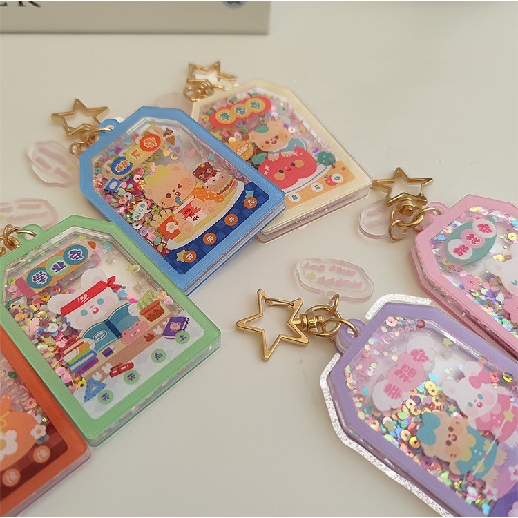MÓC KHÓA SHAKER KIM TUYẾN ACRYLIC HÌNH TÚI OMAMORI PHONG CÁCH HOẠT HÌNH