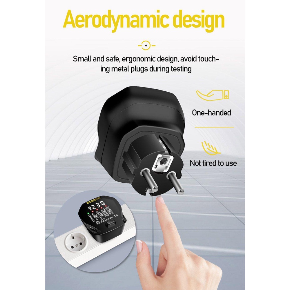 YNATURAL Ổ Cắm Kiểm Tra Điện Thông Minh Hiển Thị Kỹ Thuật Số Zero Line Phase