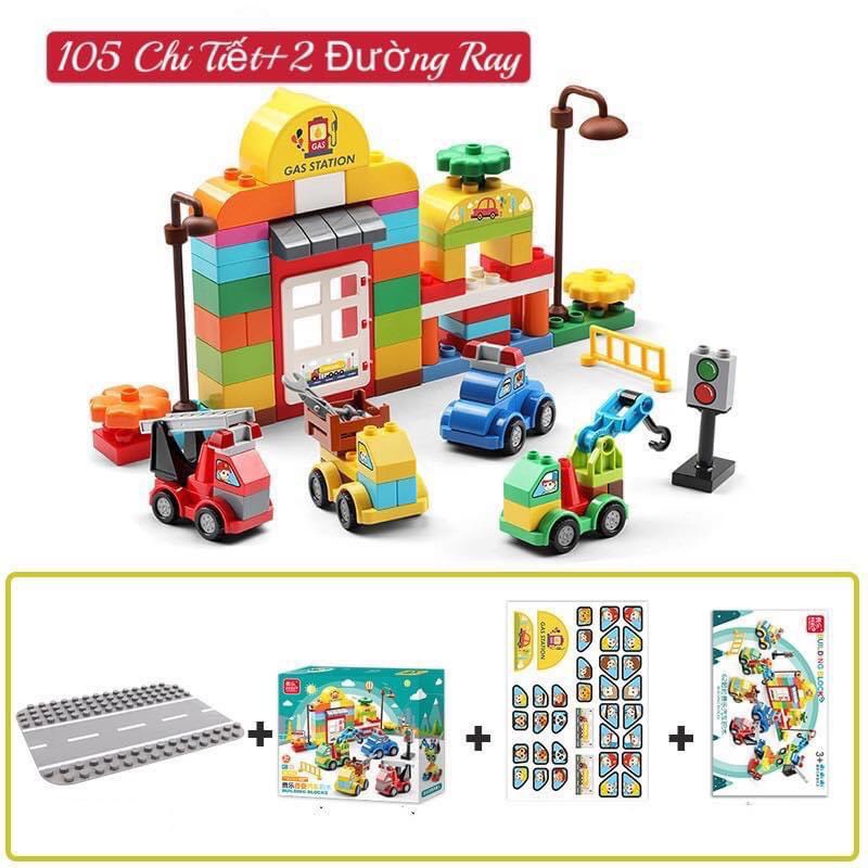 Đồ chơi Lego Feelo cho bé - Lego Nhà ga 105 + 2 đế hoặc 179 chi tiết