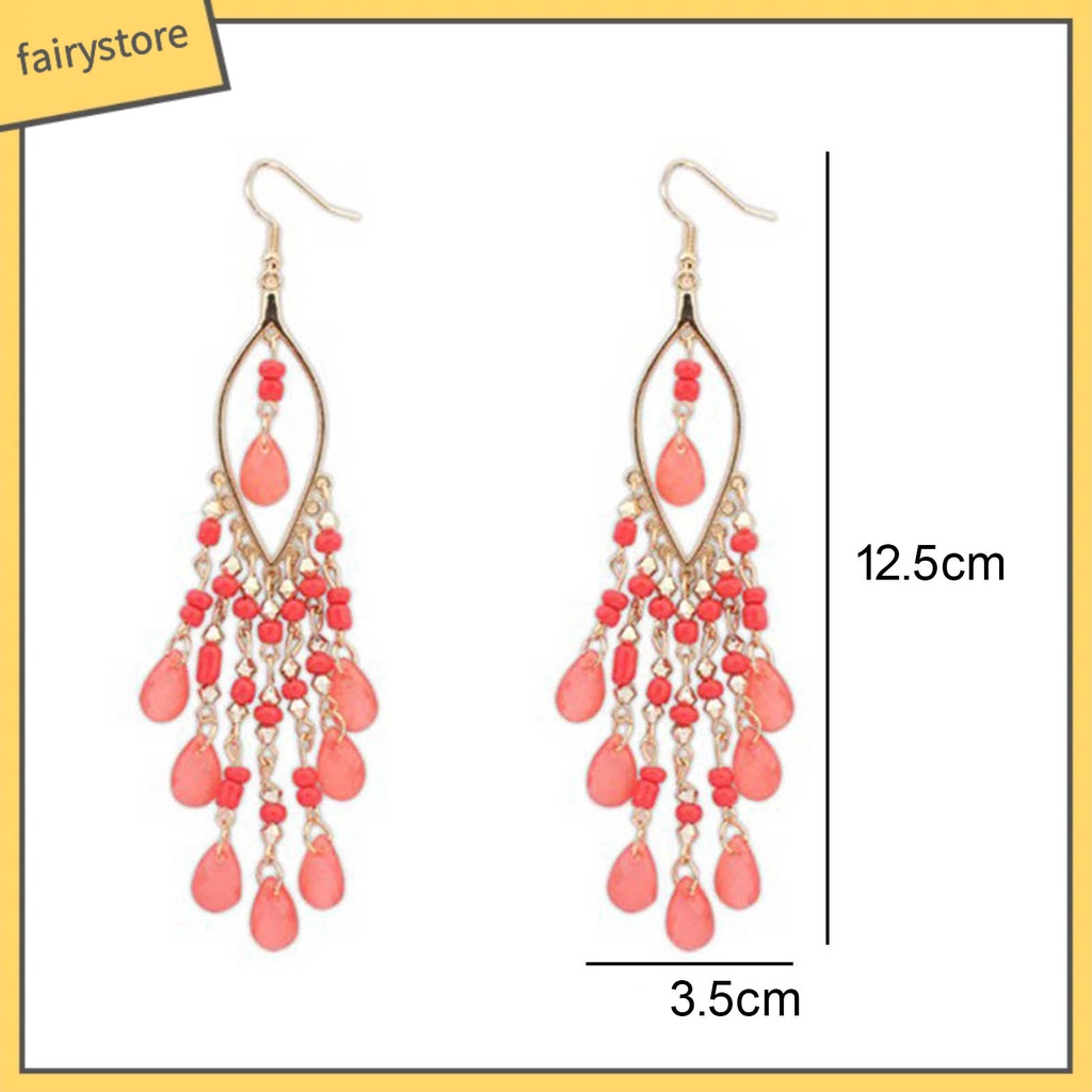 Khuyên Tai Xỏ Hạt Tua Rua Phong Cách Bohemia