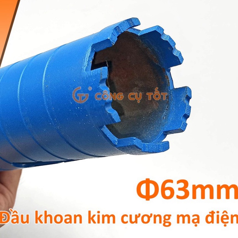 Mũi khoét tường khô kim cương mạ điện ren nối M22 Ø63 x 370mm
