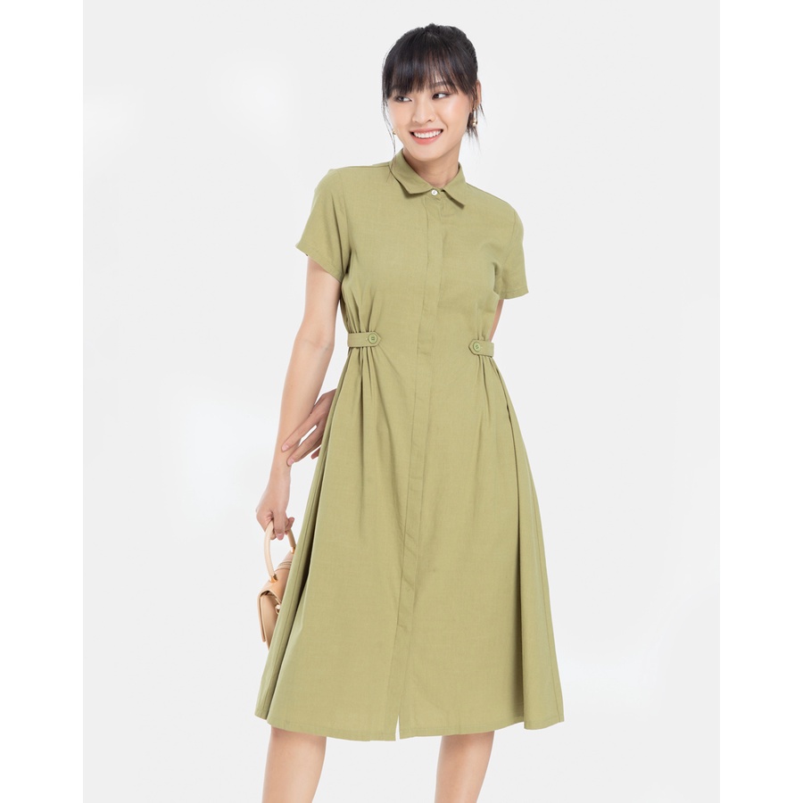 Đầm Midi JUNO Tay Ngắn Kiểu Dáng Chít Eo JNDLU003