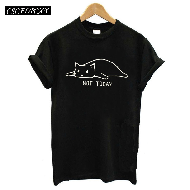 Áo thun phông nam nữ form rộng Familylove - Mẫu áo Unisex Mèo Lười Not Today  chất Cotton 100% cao cấp