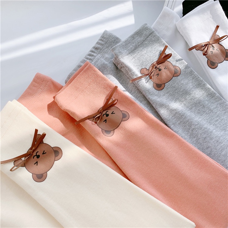 Quần legging mềm giữ ấm mùa đông in hình gấu hoạt hình dễ thương cho bé