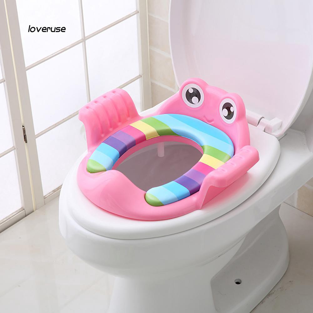 Miếng lót toilet bằng nhựa hình chú ếch có thanh tựa tay dễ thương tiện dụng cho bé