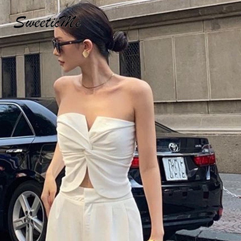 Áo Ống Không Tay Thắt Nơ Cổ Thời Trang Hàng Mới SweeticMe Dành Cho Nữ