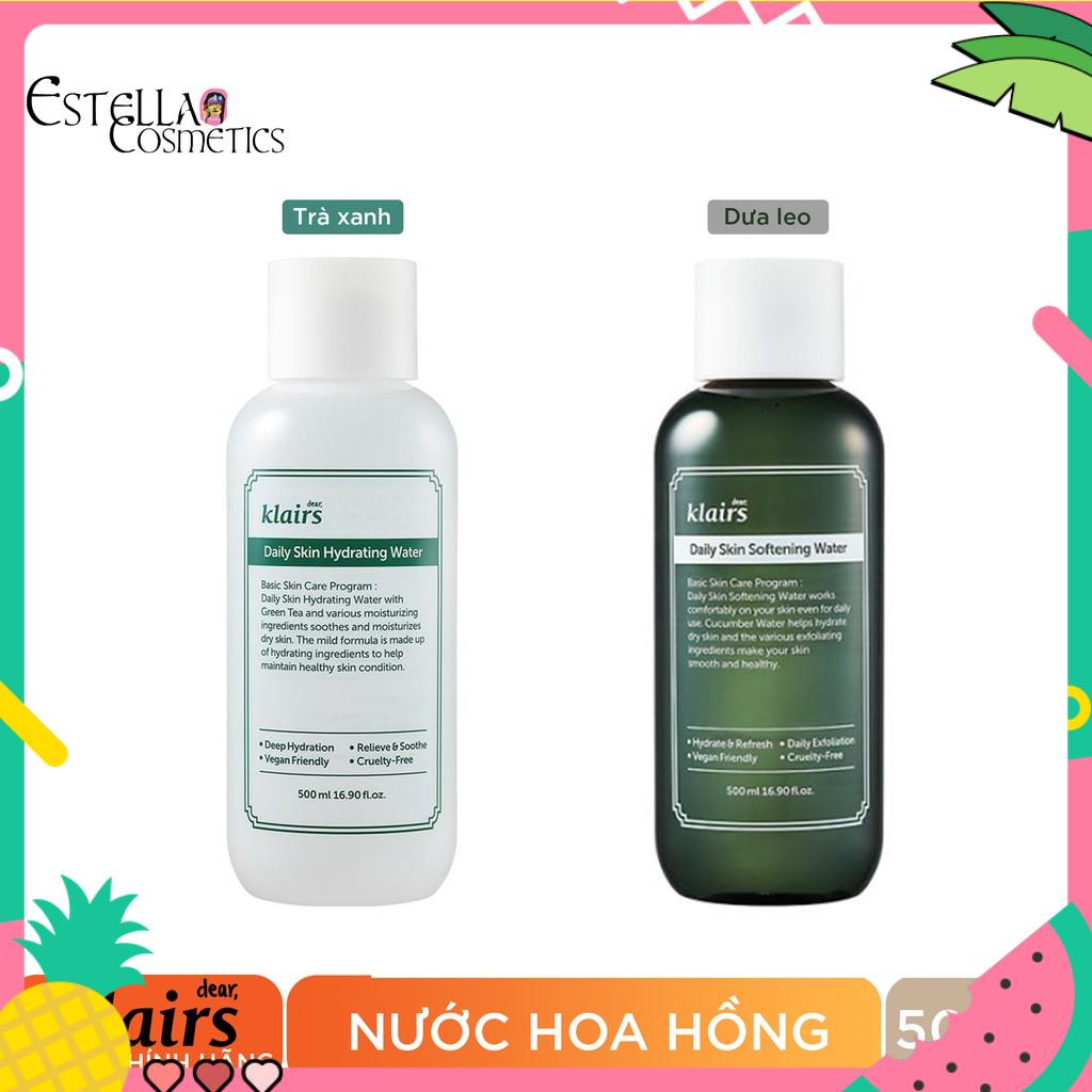 Nước Hoa Hồng Klairs Daily Skin Hydrating/ Softening Water 500ml (Trà Xanh /Dưa Leo)