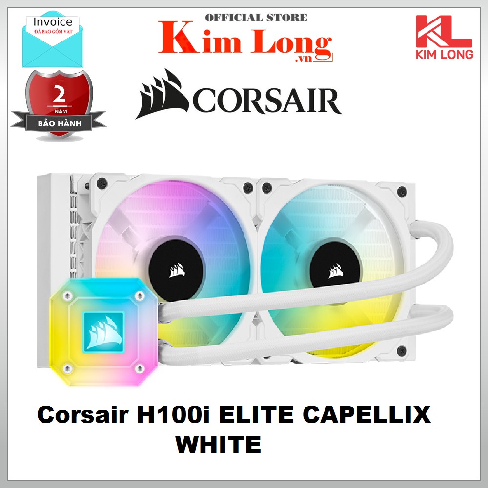 Corsair H100i ELITE CAPELLIX WHITE Tản nhiệt nước - Bảo hành chính hãng 2 năm